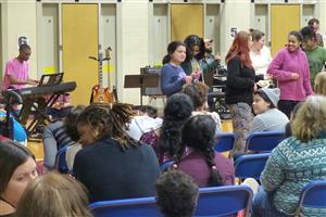 Students enjoyed songs played by the Collier High School band 